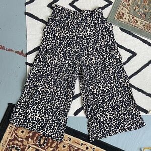 H&M Black and Cream Abstract Print Wide Leg Cropped Culottes